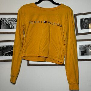 Tommy Hilfiger Yellow Long Sleeve Logo Crop Top